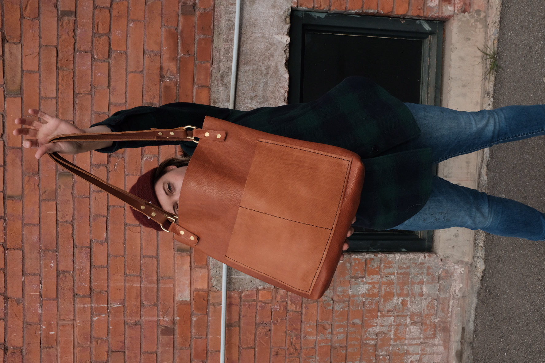 Leather Tote Bag - Textured Tan