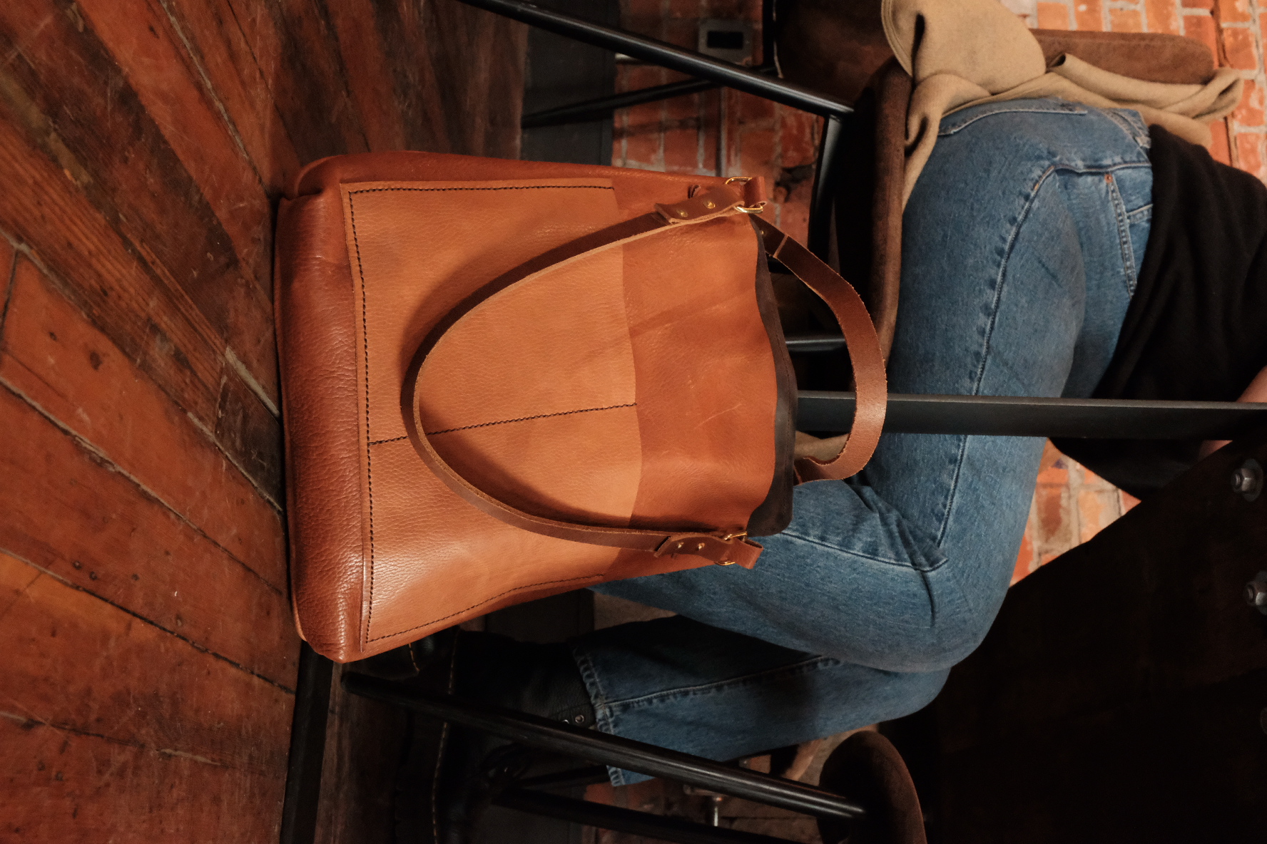 Leather Tote Bag - Textured Tan